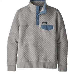 Patagonia Women's Drifter Grey with Woolly Blue Cotton Quilt Snap-T Pullover